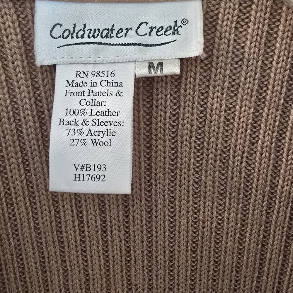 Coldwater Creek Versatile Beige Leather Front Jacket/sweater, Size M (#20) - Picture 4 of 8